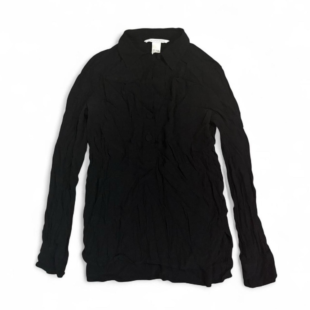 Diane von Furstenberg Rayon Henley Tunic Top in Black